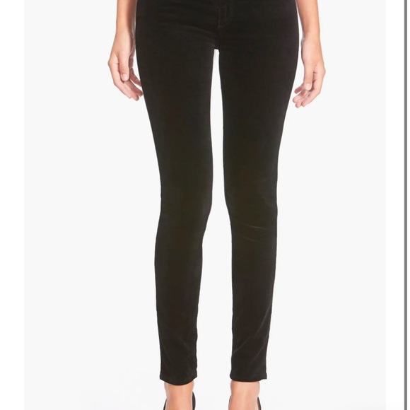 Black Velvet Skinny Pants - Picture 1 of 6